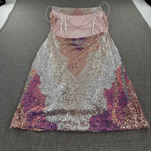 B. Darlin Sequin Dress Party, Club, Cocktail Event Large Lined Strappy Open Back - Picture 12 of 13